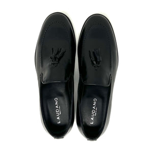 Black Leather Tasselled Loafers