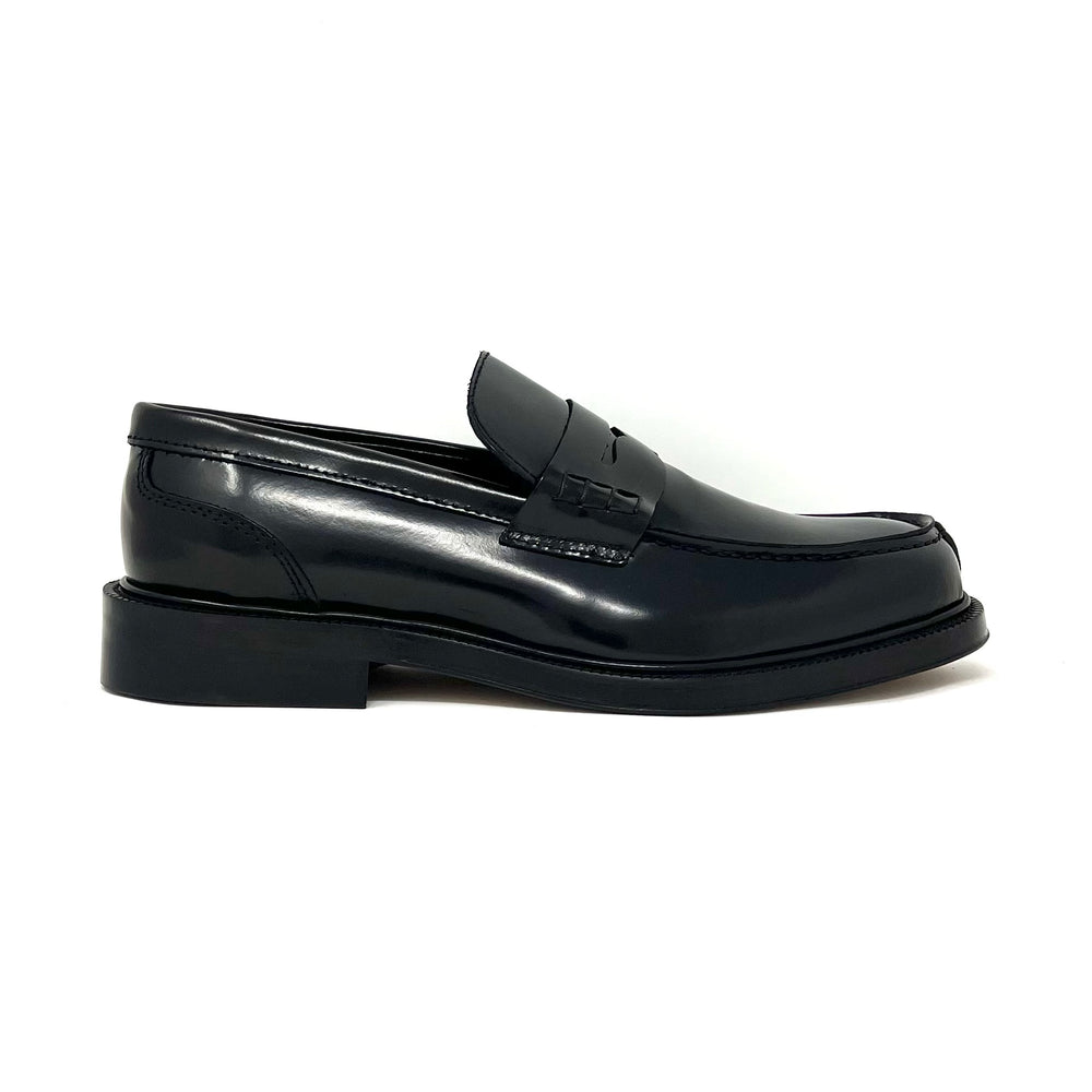 Black Leather Penny Loafers