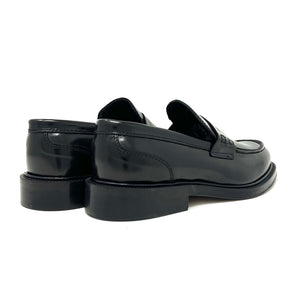 Black Leather Penny Loafers