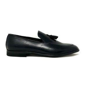 Black Leather Tasselled Loafers