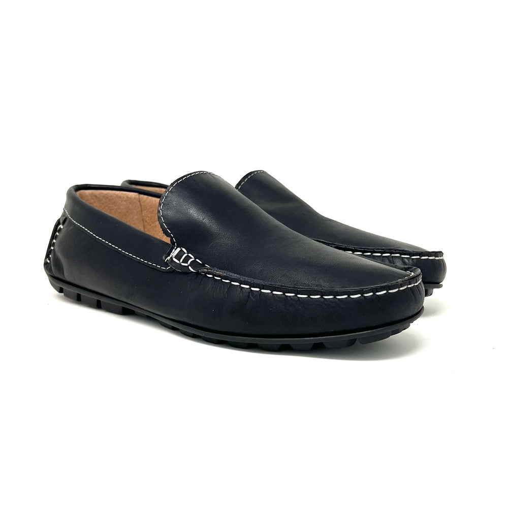 Navy Leather Loafers