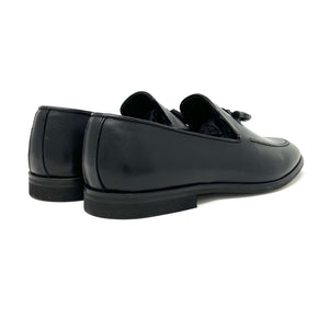 Black Leather Tasselled Loafers