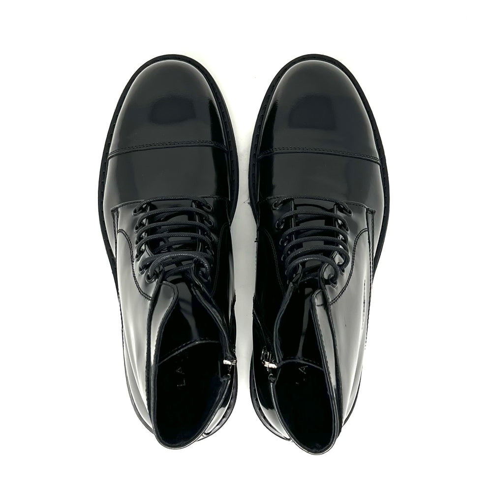 Black polished Derby Boots