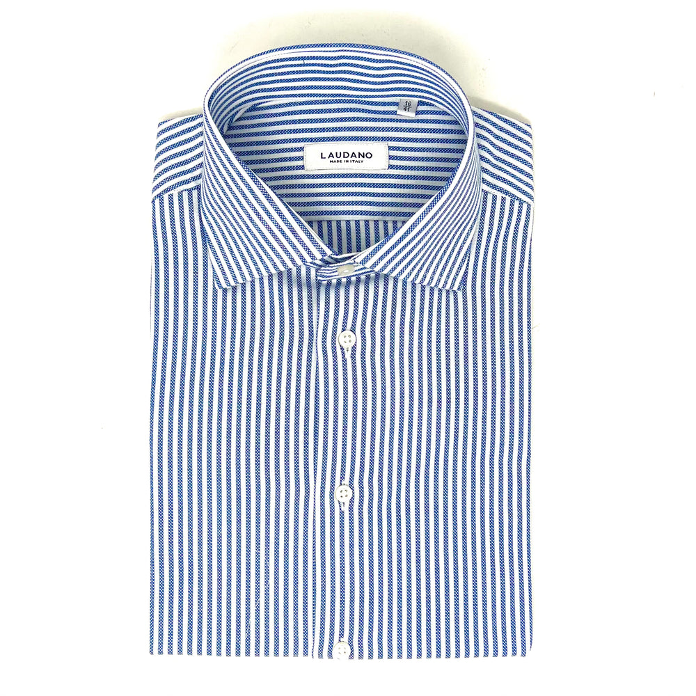 Dark Blue Striped Cotton Shirt