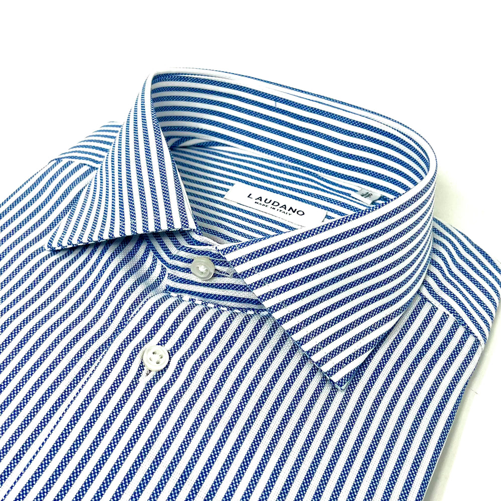 Dark Blue Striped Cotton Shirt