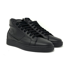 Black Leather High-Top Sneakers