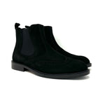 Black Suede Brogue Chelsea Boots