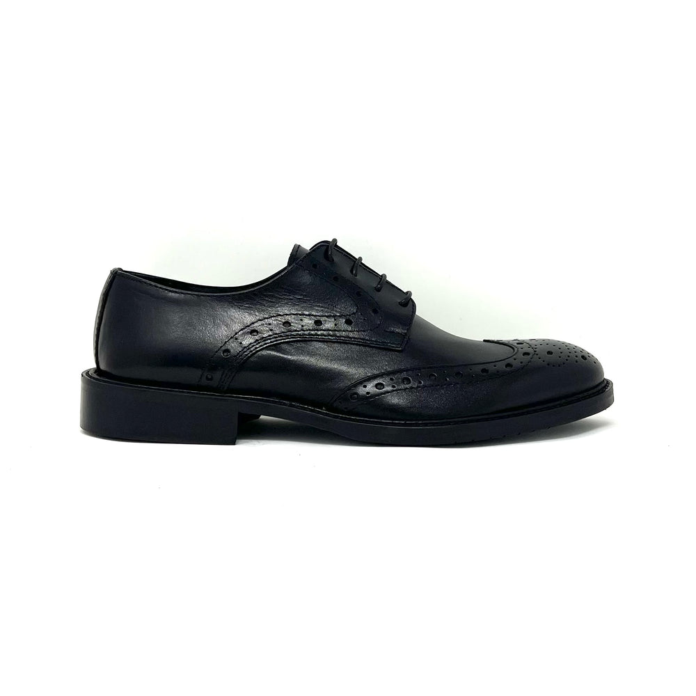 Black Leather Wingtip Derby Brogues