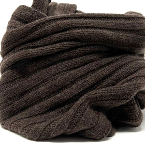 Brown Ribbed Cashmere Scarf