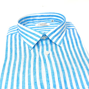 Light Blue-White Striped Linen Shirt