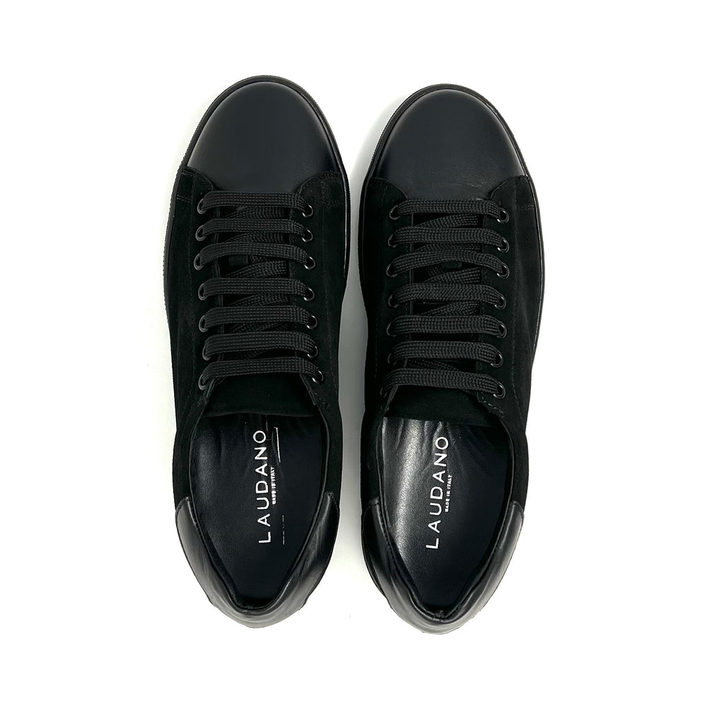 Black Suede Leather Sneakers L1