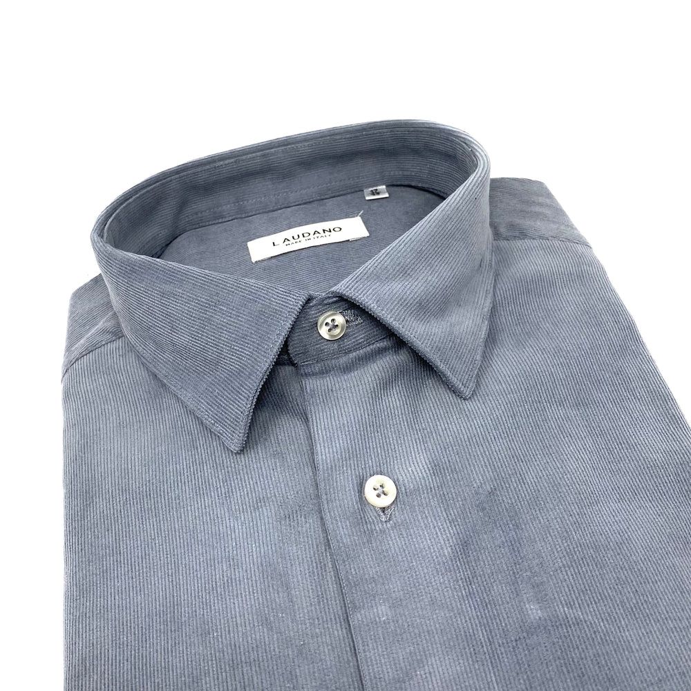 Grey Cotton-Corduroy Shirt