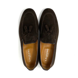 Dark Brown Suede Tasselled Loafers