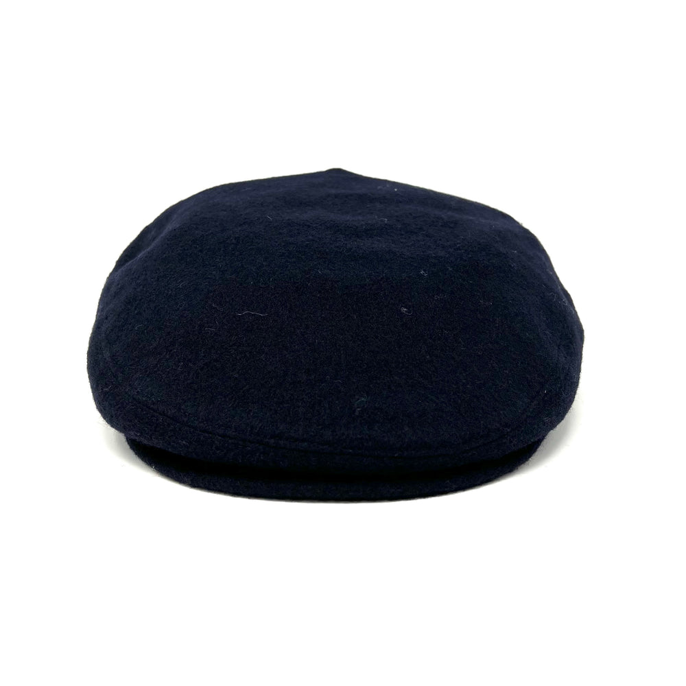 Dark Blue Wool Flat Cap