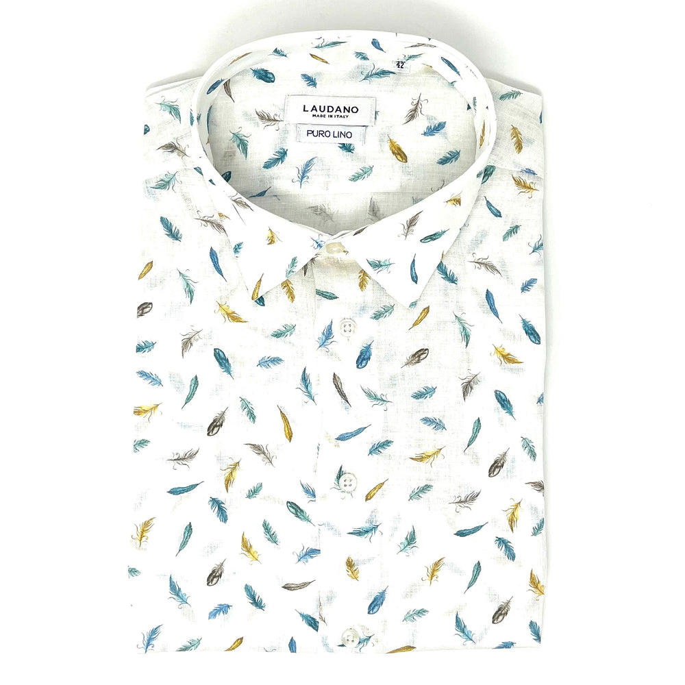 Feather Printed Linen Shirt