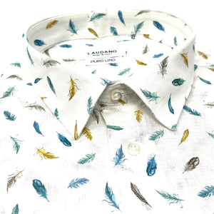 Feather Printed Linen Shirt