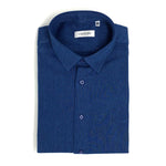 Dark Blue Micro-Checked Cotton Shirt