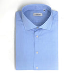 Light Blue Micro-Checked Cotton Shirt