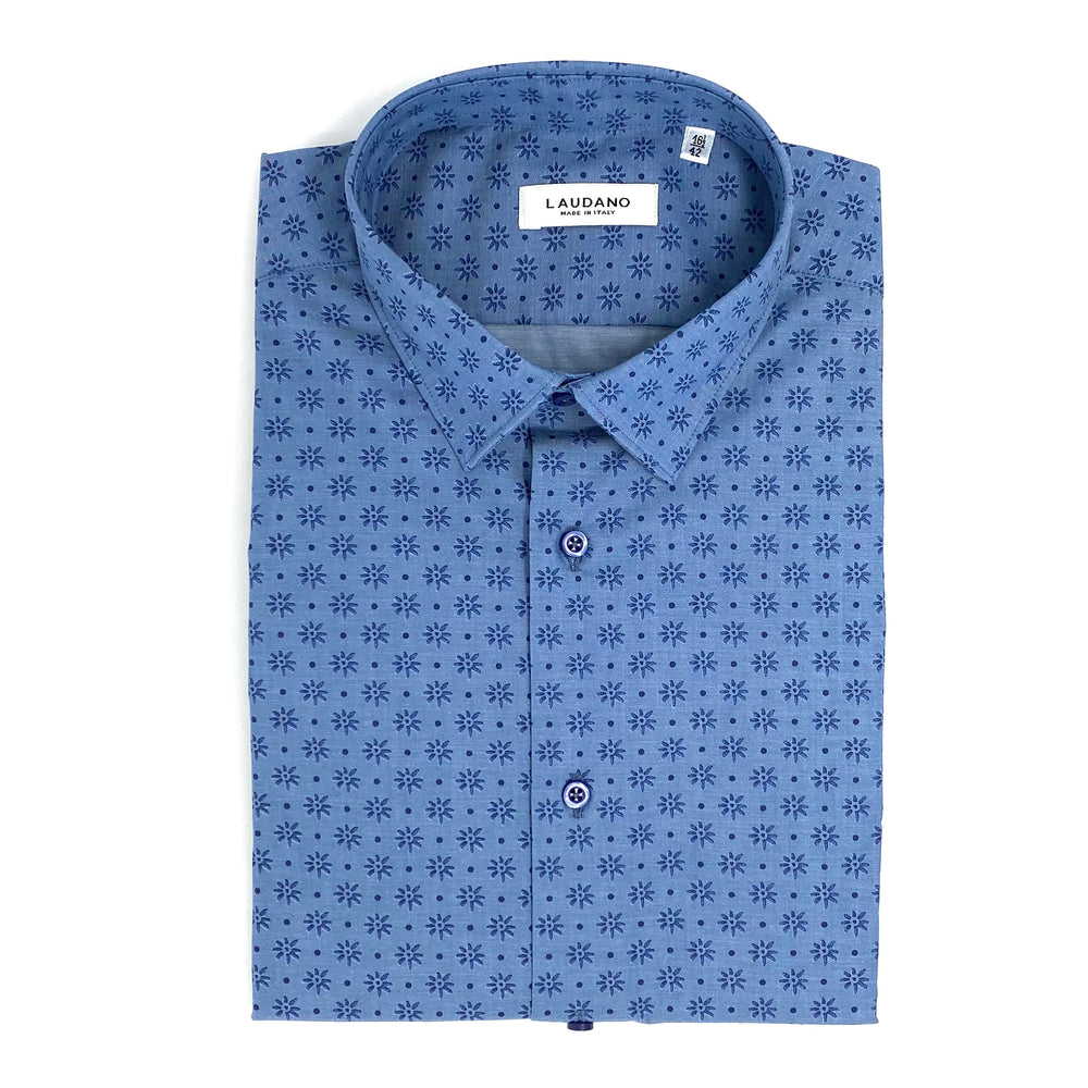 Blue Printed Cotton Shirt