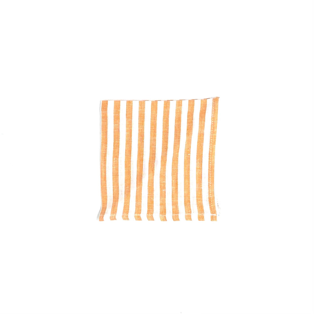 Orange-White Striped Linen Shirt