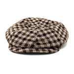 Brown Checkered Wool Flat Cap