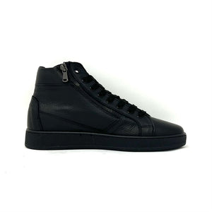 Black Leather High-Top Sneakers