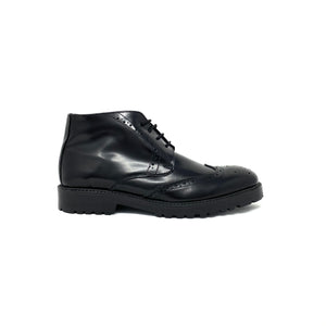 Black Leather Brogue Boots