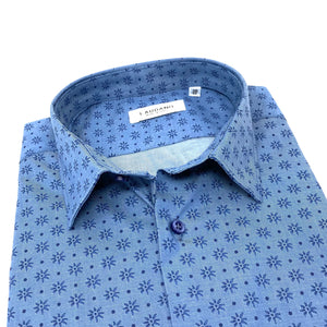 Blue Printed Cotton Shirt