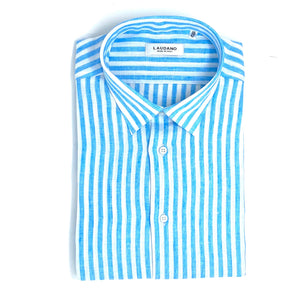 Light Blue-White Striped Linen Shirt