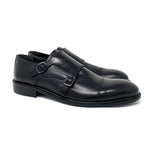 Black Cap Toe Monk Strap Shoes