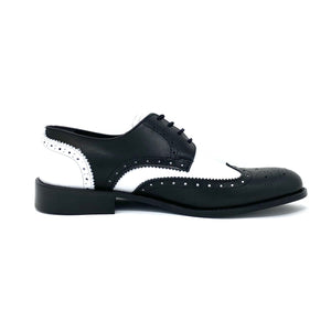 Black & White Leather Wingtip Brogues