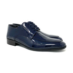 Blue Leather Moc Toe Derby Shoes