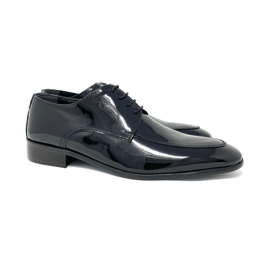 Black Leather Moc Toe Derby Shoes