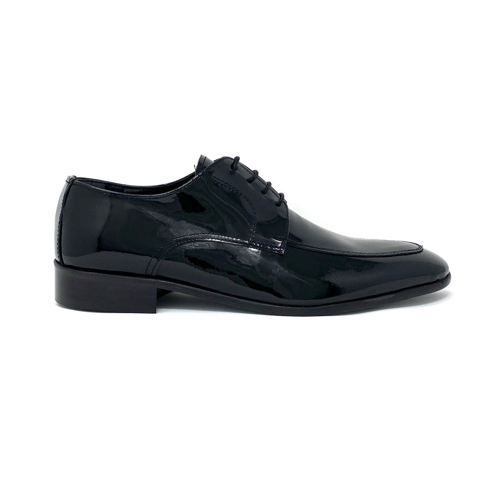 Black Leather Moc Toe Derby Shoes